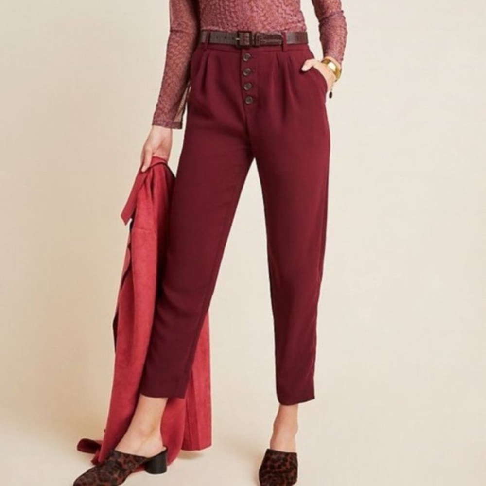 Anthropologie Sasha Button Fly Tapered Trousers